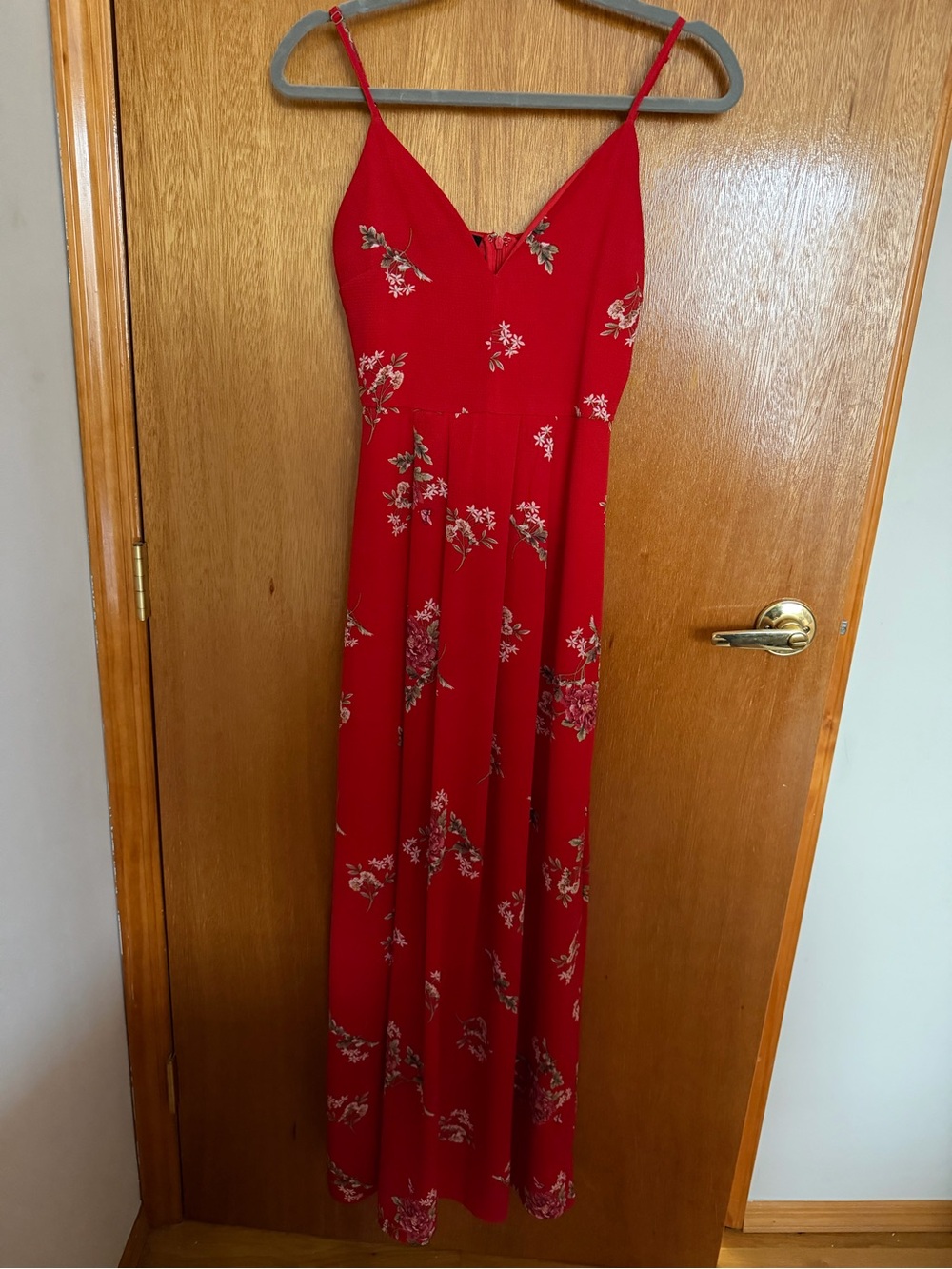 Parisian Red Floral Maxi Dress Size 2